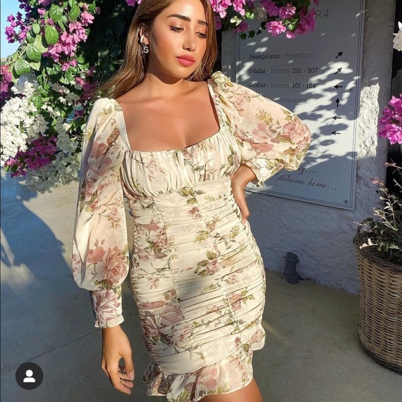 Zara Floral Print Draped Dress - Picture 7 of 16